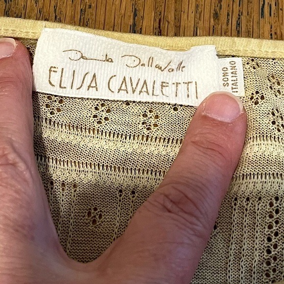 💛 ELISA CAVALETTI XL Yellow Textured Knit Top - Picture 3 of 12